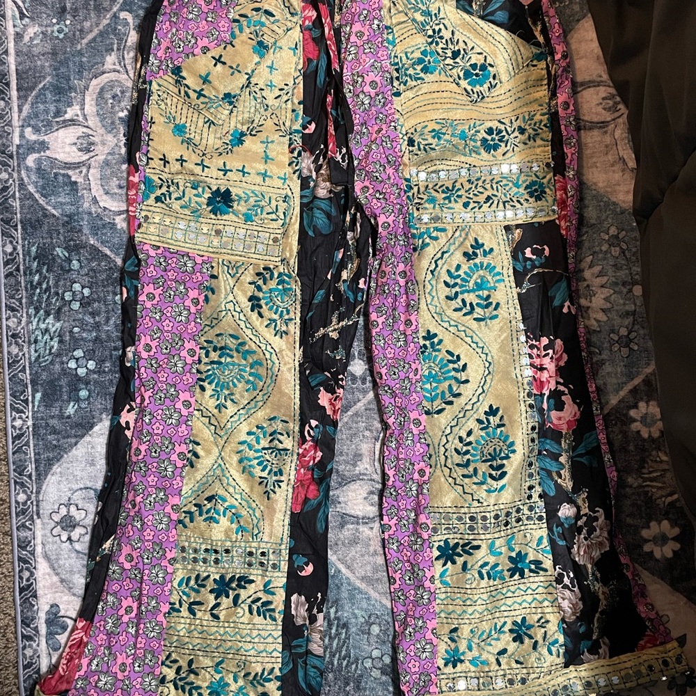 Floral Embroidered Bohemian Pants